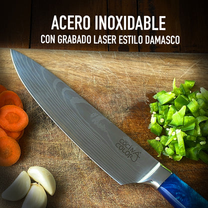 Cuchillo Acero Inoxidable Multiuso - Celeste + Funda de REGALO