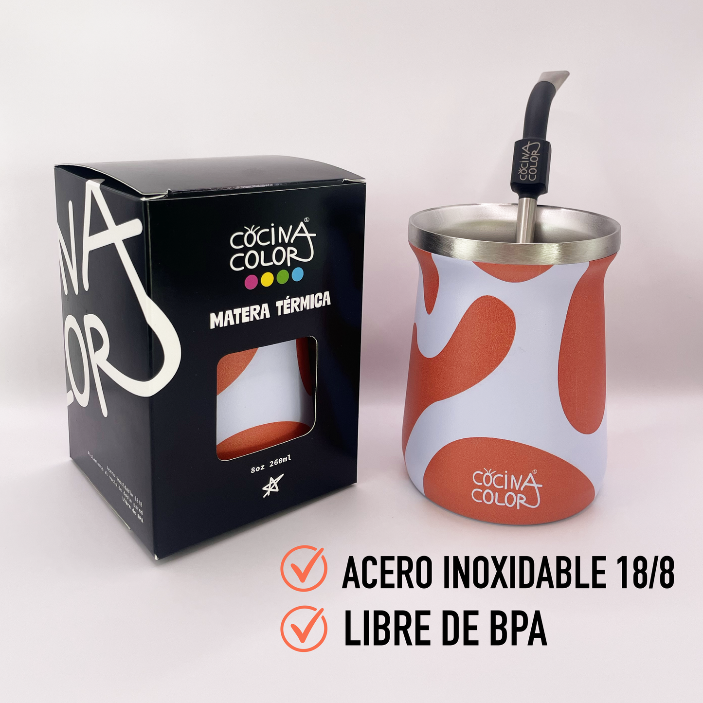 Pack Mate Color Wave Salmón + Bombilla Pro