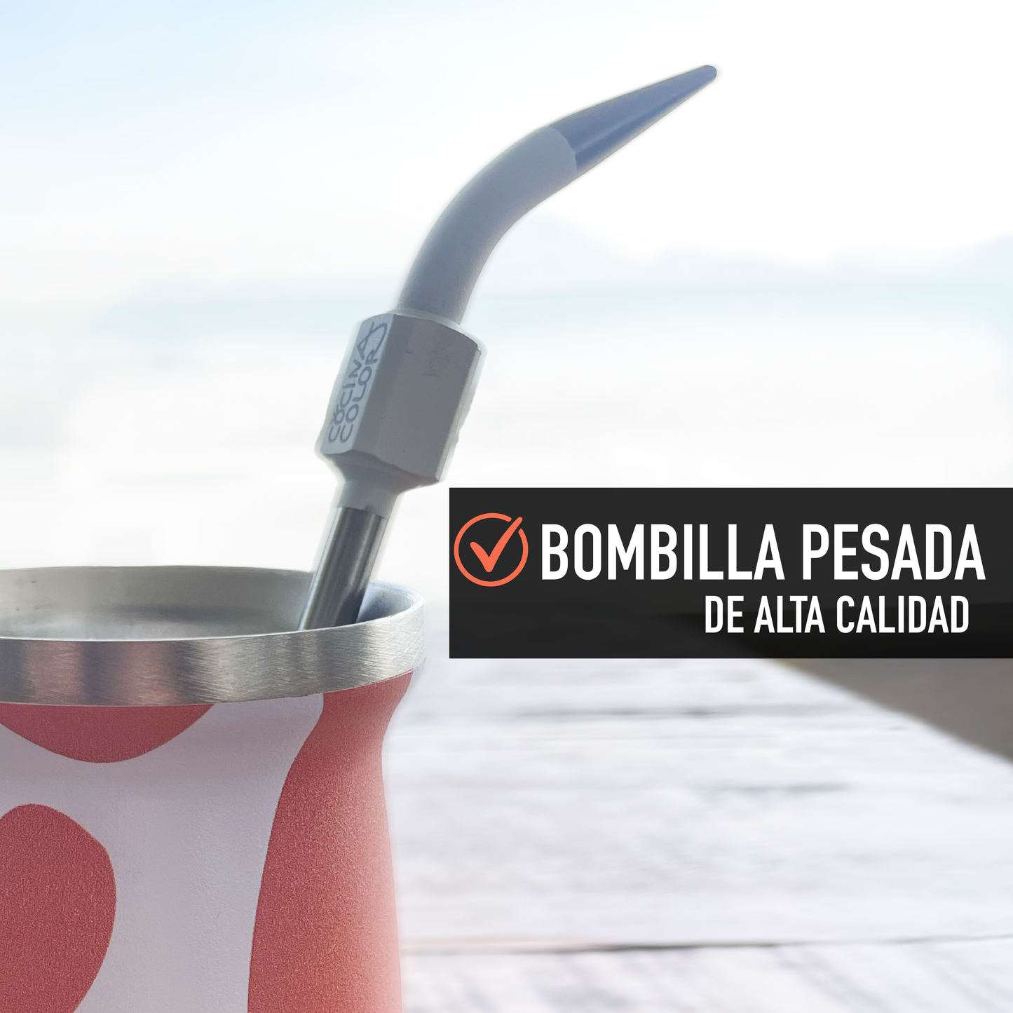 Pack Mate Color Wave Salmón + Bombilla Pro