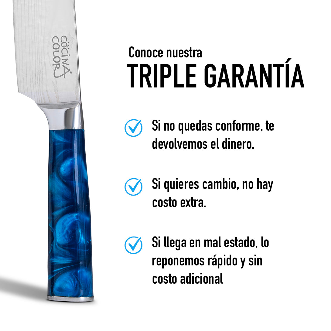 Cuchillo Acero Inoxidable Multiuso - Celeste + Funda de REGALO