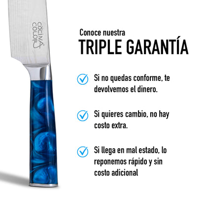 Cuchillo Acero Inoxidable Multiuso - Celeste + Funda de REGALO