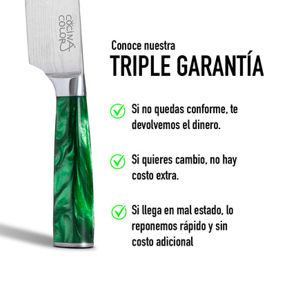 Cuchillo Acero Inoxidable Multiuso - Verde + Funda de REGALO