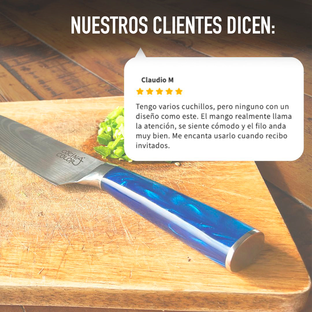 Cuchillo Acero Inoxidable Multiuso - Celeste + Funda de REGALO