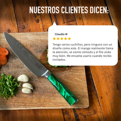 Cuchillo Acero Inoxidable Multiuso - Verde + Funda de REGALO