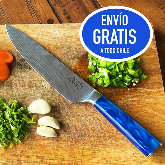 Cuchillo Acero Inoxidable Multiuso - Celeste + Funda de REGALO