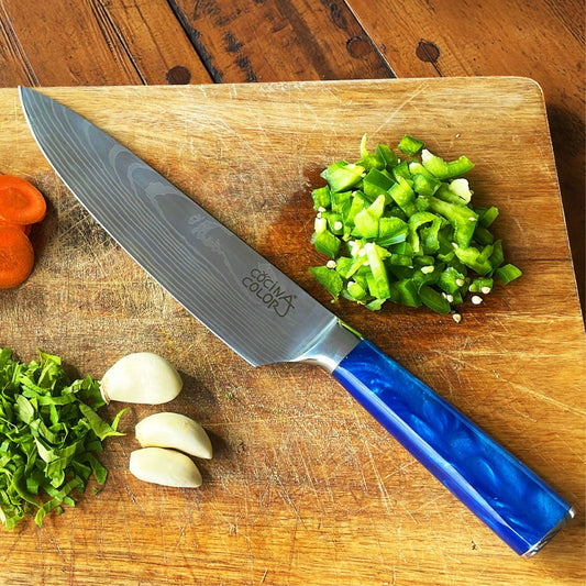 Cuchillo Acero Inoxidable Multiuso - Celeste + Funda de REGALO