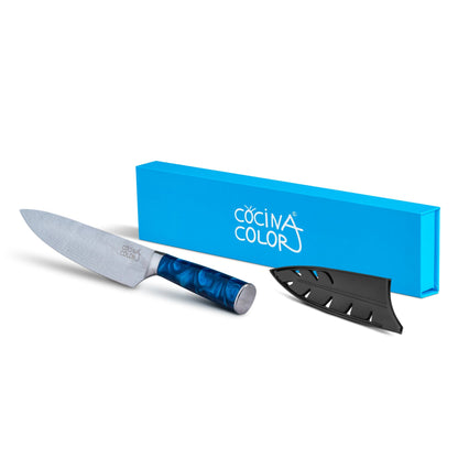 Cuchillo Acero Inoxidable Multiuso - Celeste + Funda de REGALO